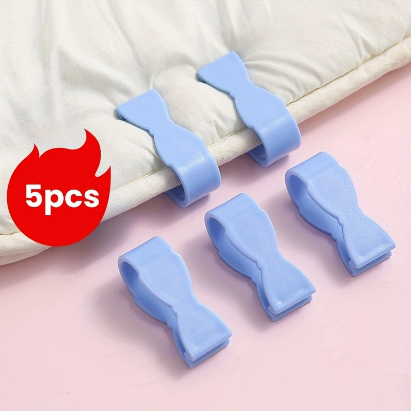 Set of 5 Pink and Blue Bed Cover Clips No-Sew Blanket Holders Anti-Slip Bedding Corners Hand Washable