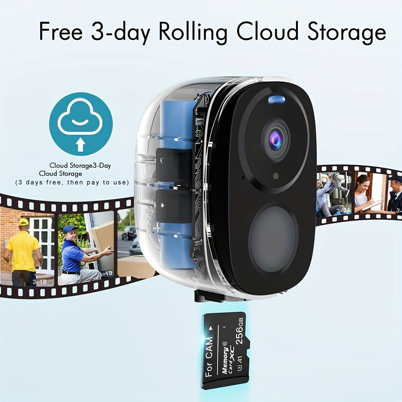 HEIYOUCAM Tashqi simsiz batareya xavfsizlik kamerasi, 3MP video rezolyutsiya, 5000mAh batareya, AI harakatni aniqlash, rangli tungi ko‘rish, WiFi, ikki tomonlama audio va oylik to‘lovsiz - Oq.