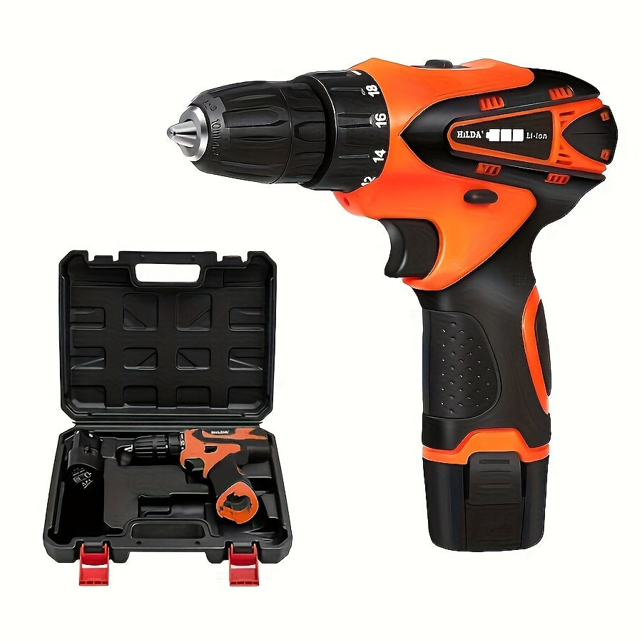 Juego de taladro eléctrico recargable con batería de iones de litio, destornillador inalámbrico, llave y atornillador de impacto