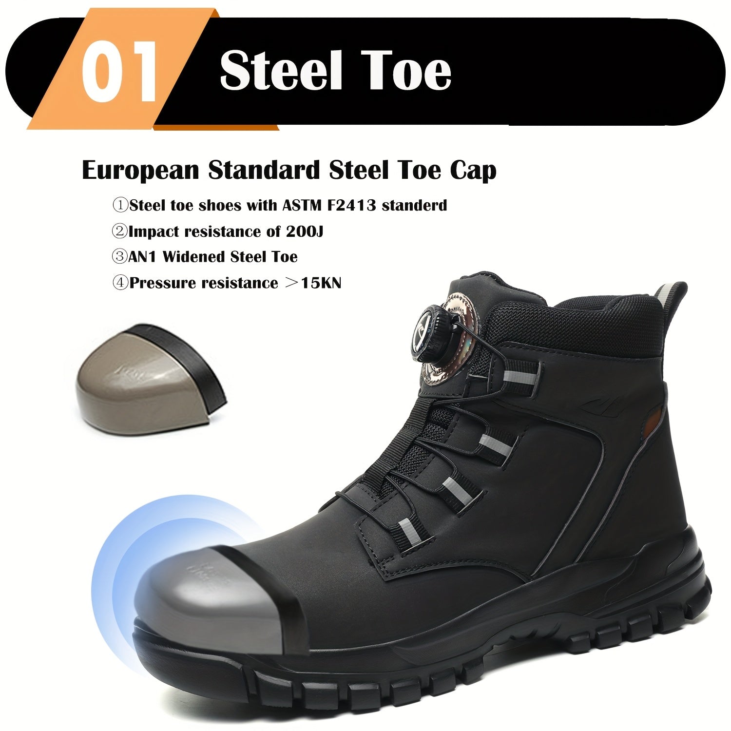 Men's High-Top Work Boots Puncture-Proof Safety Hiking Outdoor Durable