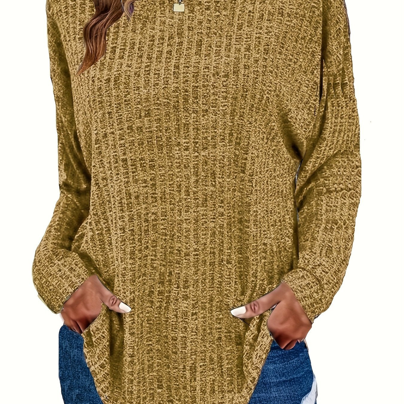 Plus Size Women's Cozy Long Sleeve Pullover Sweater Fall Winter Layering