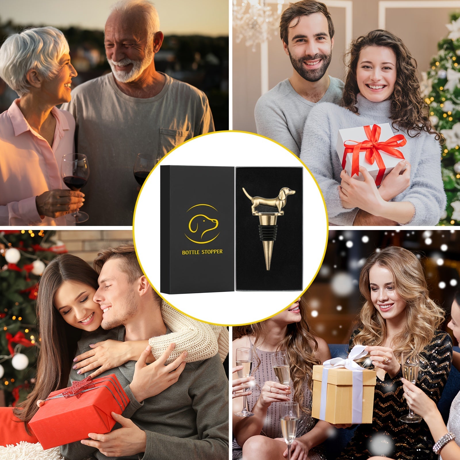 Tapón para botella de vino y champán en forma de perro salchicha para conservación en bar