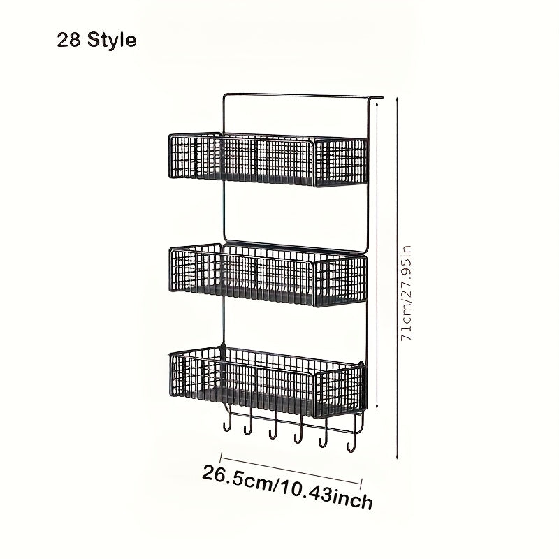 Estante de almacenamiento de cocina de metal de múltiples capas con soporte para film transparente y montaje en pared