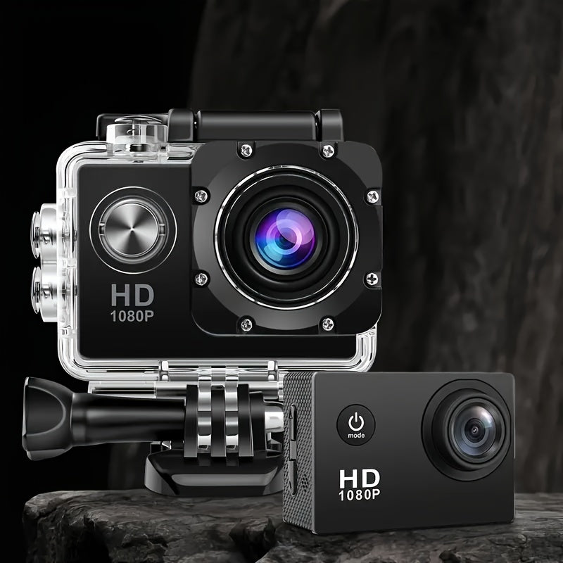 1080P HD Action Camera with 140° Wide-Angle Lens Digital Stabilization Fisheye LCD Screen