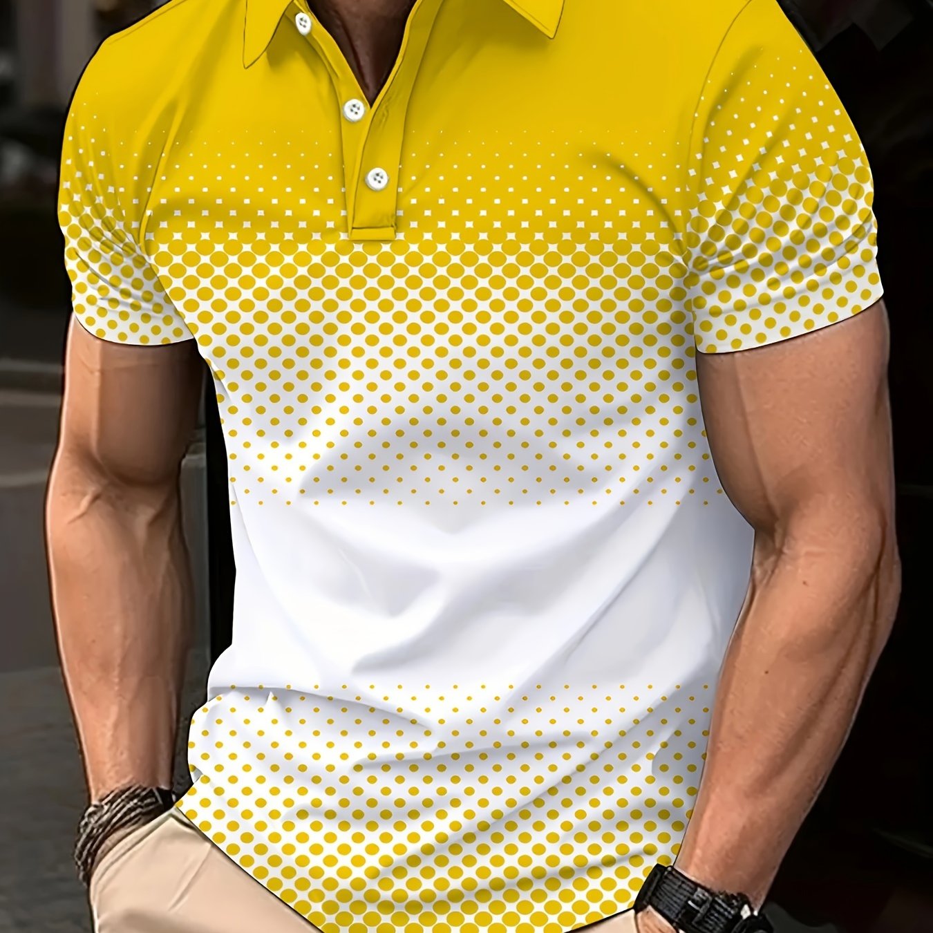 Plus Size Men's Golf T-Shirt Polyester Polka Dot Casual Summer Short Sleeve