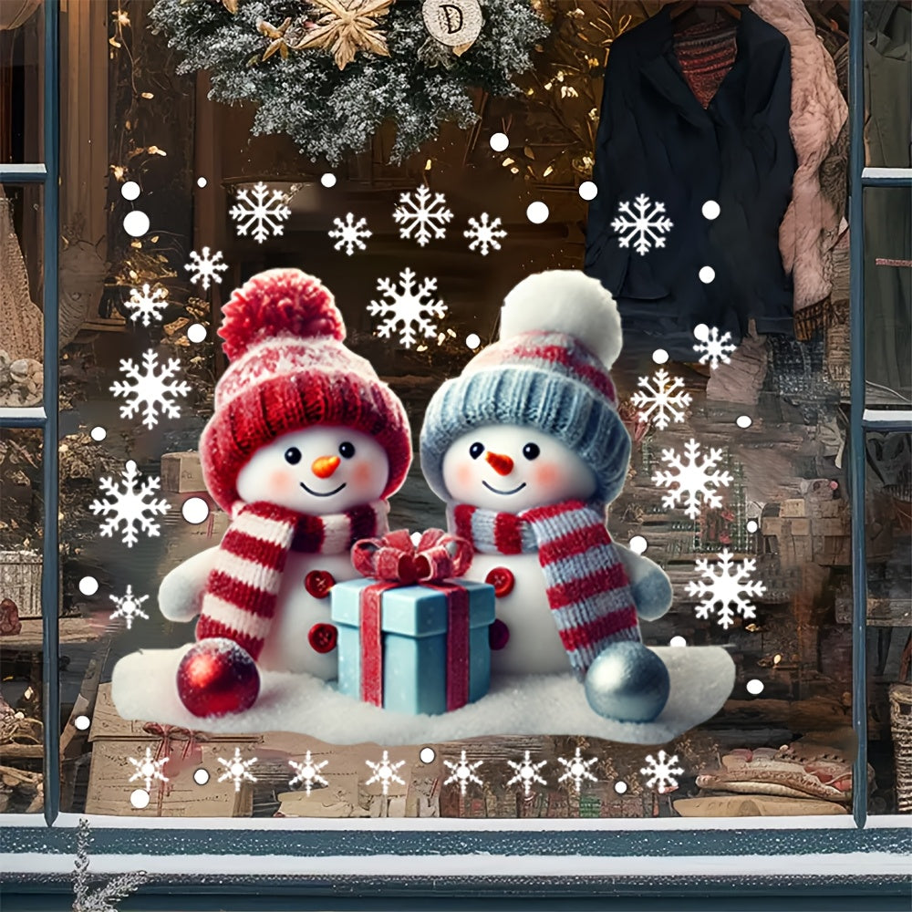 Christmas Snowman Window Sticker Double-Sided PVC Holiday Decor