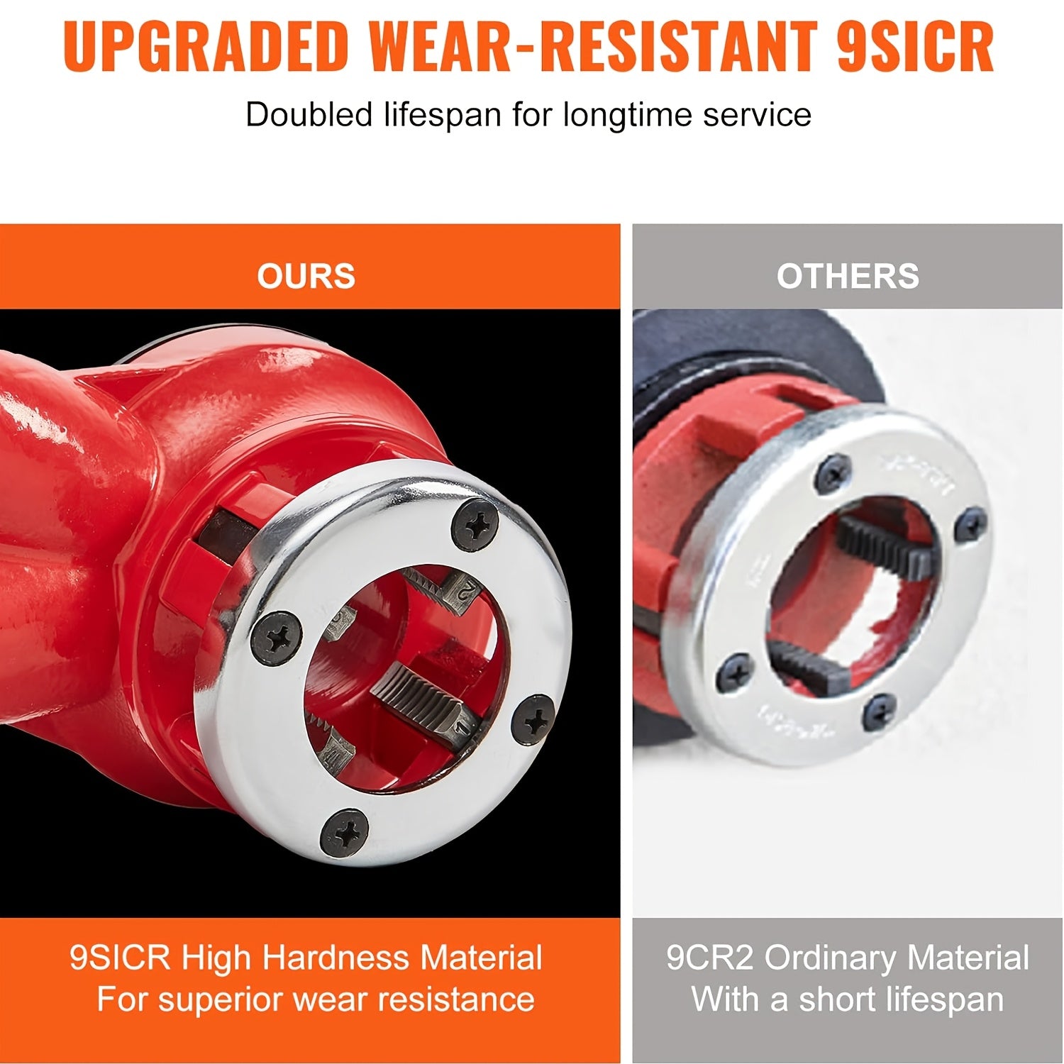 1/2", 3/4" va 1" NPT quvurlari uchun 3 ta die bilan saqlash qutisidagi Bir to'plam ratchet quvur ipini kesish to'plami [Qizil quti]