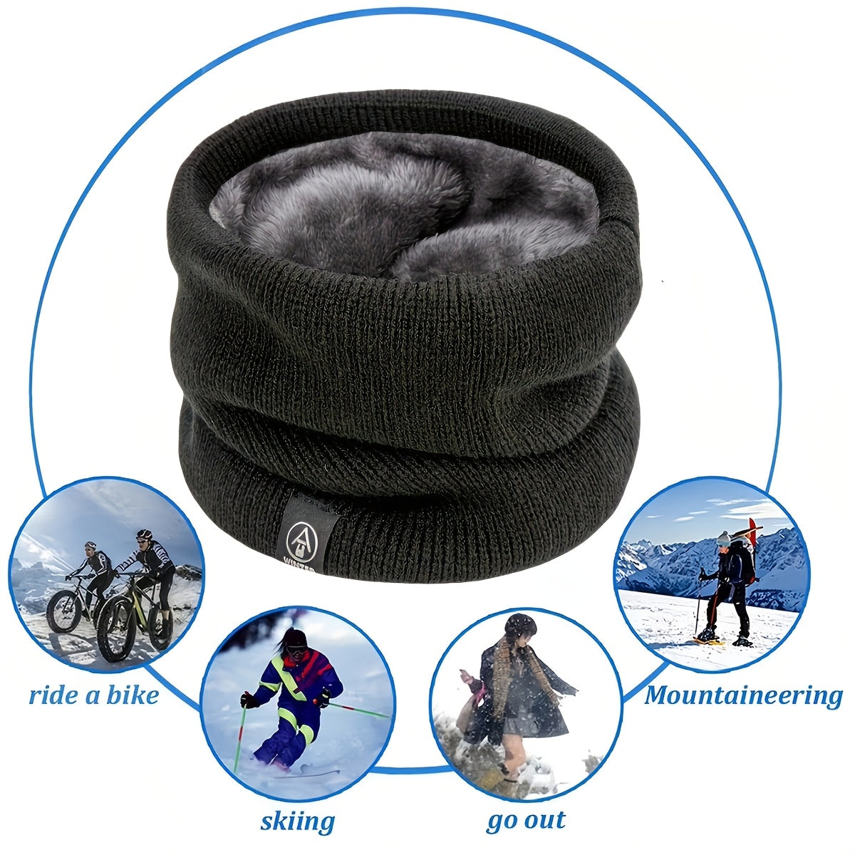 Men's Warm Velour Scarf and Face Shield Cold-Proof Neck Gaiter Winter Accessory