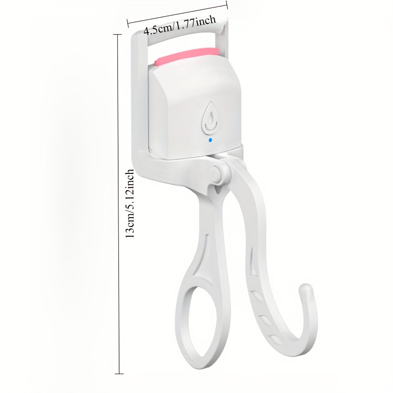 Electric Eyelash Curler USB Rechargeable with Silicone Clip Quick 10-Second Preheat Safe Long-Lasting Curl Pink and White
