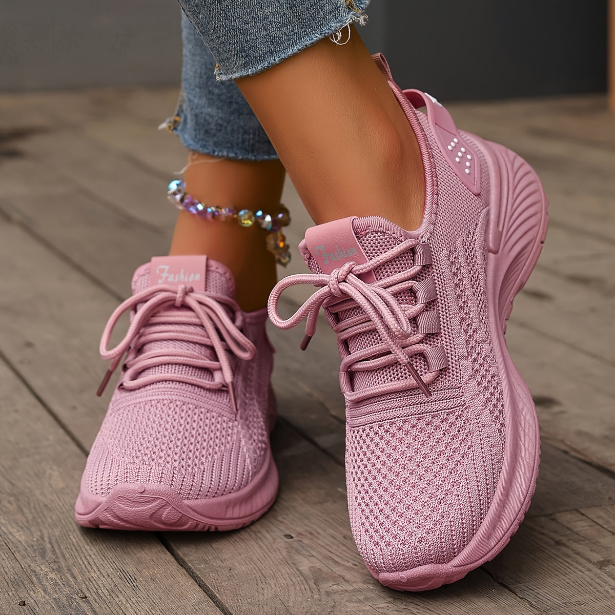 Women's Breathable Knit Sneakers Lightweight Casual Running Shoes Beige White Red