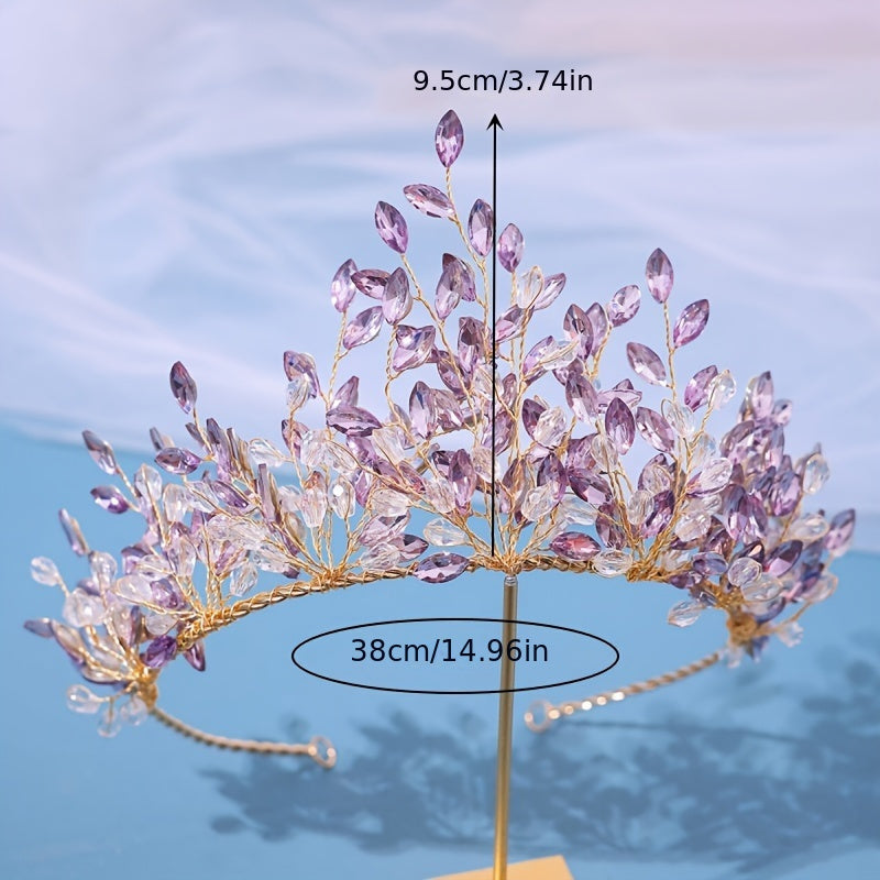 Luxury Glittering Rhinestone Hairband with Crown Design for Bridal and Princess Hairstyles