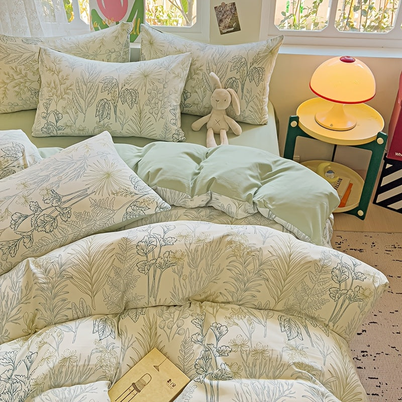 Yumshoq gullar naqshidagi yotoq to'plami, yostiq qoplari bilan birga, nafas oladigan polyesterdan tayyorlangan va zip yopilishi mavjud. Har mavsum uchun mos, yotoqxona va mehmonxonalar uchun mukammal.