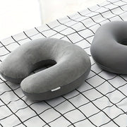 Grey Travel Neck Pillow U-Shaped Memory Foam Support for Office, Car, Airplane