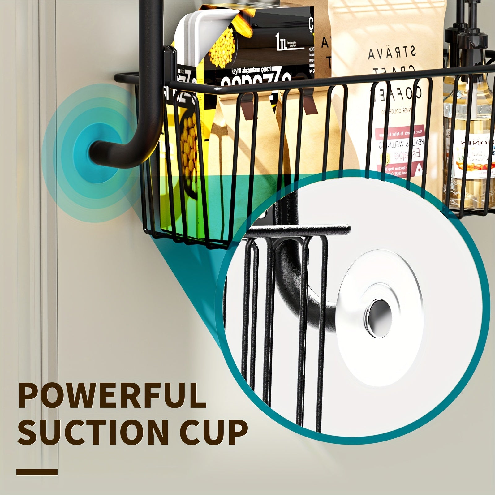 Black Metal Over-the-Door Pantry Organizer with 6 Tiers Kitchen Storage Rack