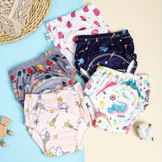 Juego de 3 pantalones de entrenamiento reutilizables para niños con patrones de dibujos animados de gasa de algodón transpirable