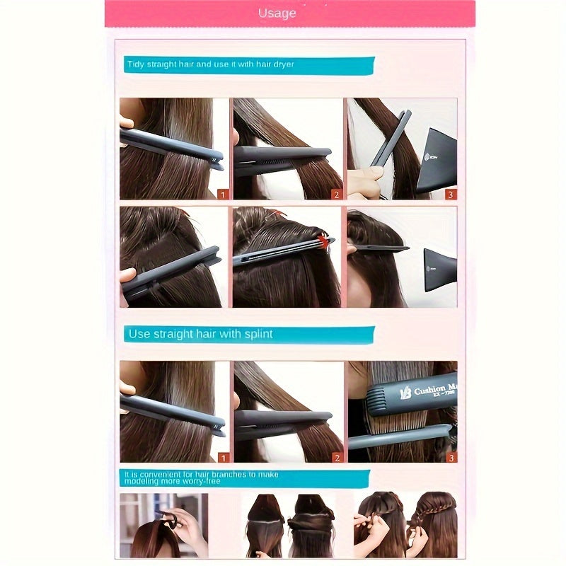 Unisex Adult Hair Styling V-Comb Kit with Straightening and Sectioning Clamp