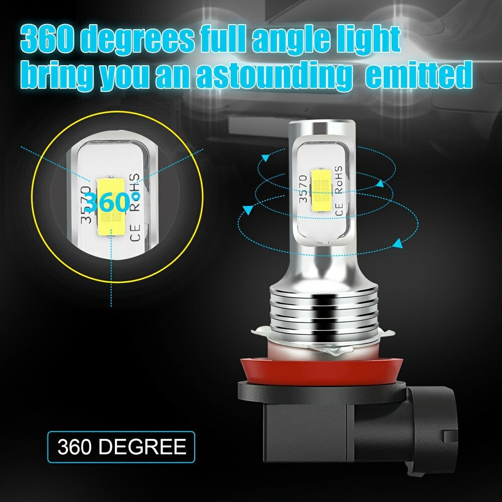 2 Pack LED Fog and Headlight Bulbs 6000K White Mini Quick Install