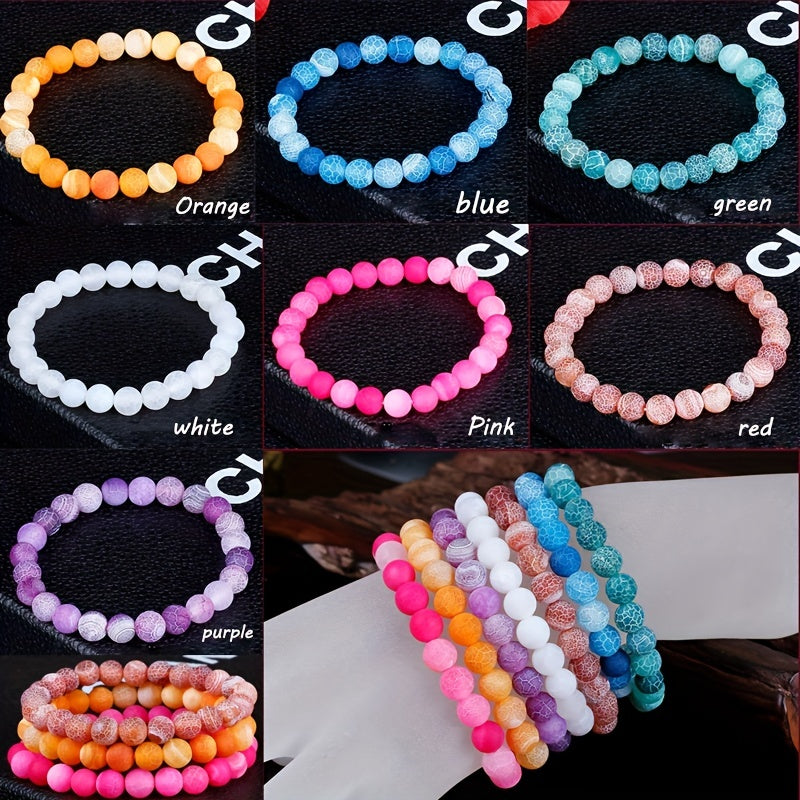 Tabiiy rang-barang shisha agate tanelari 4/6/8/10mm, zargarlik buyumlari uchun taqinchoqlar va uzuklar qilish