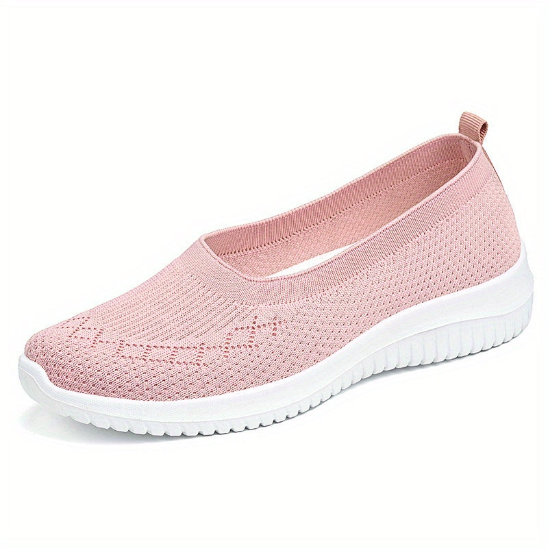 Women's Light Gray Breathable Mesh Slip-On Sneakers with Star Pattern
