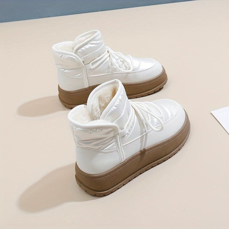 Women's Winter Fleece-Lined Chunky Sneakers Casual Warm Winter Boots