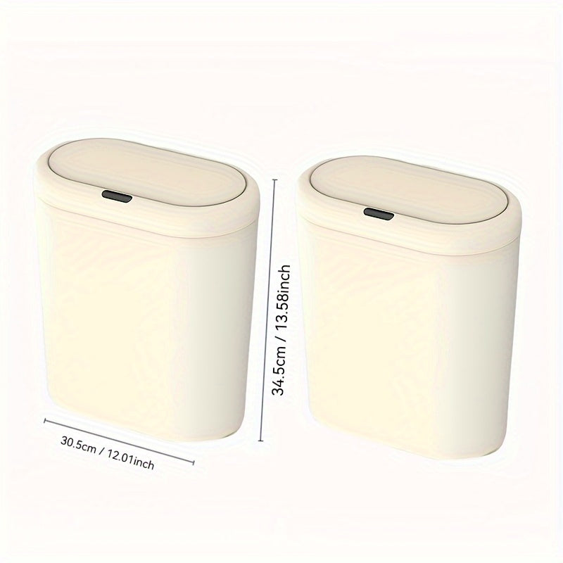 2 Aqlli induksiya axlat qutilari, avtomatik ochiladigan qopqoq, namlikka chidamli plastmassa, uy va yotoqxona uchun