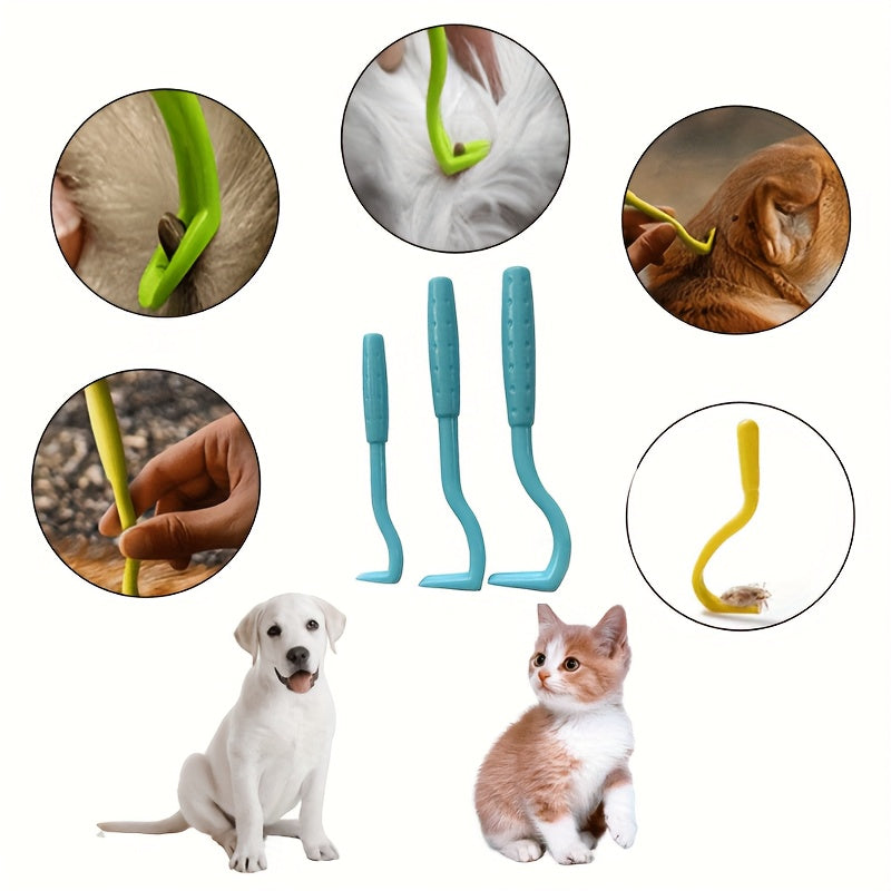 3pcs Pest Tick Remover Kit for Dogs Cats and Humans Easy Plastic Painless Safe