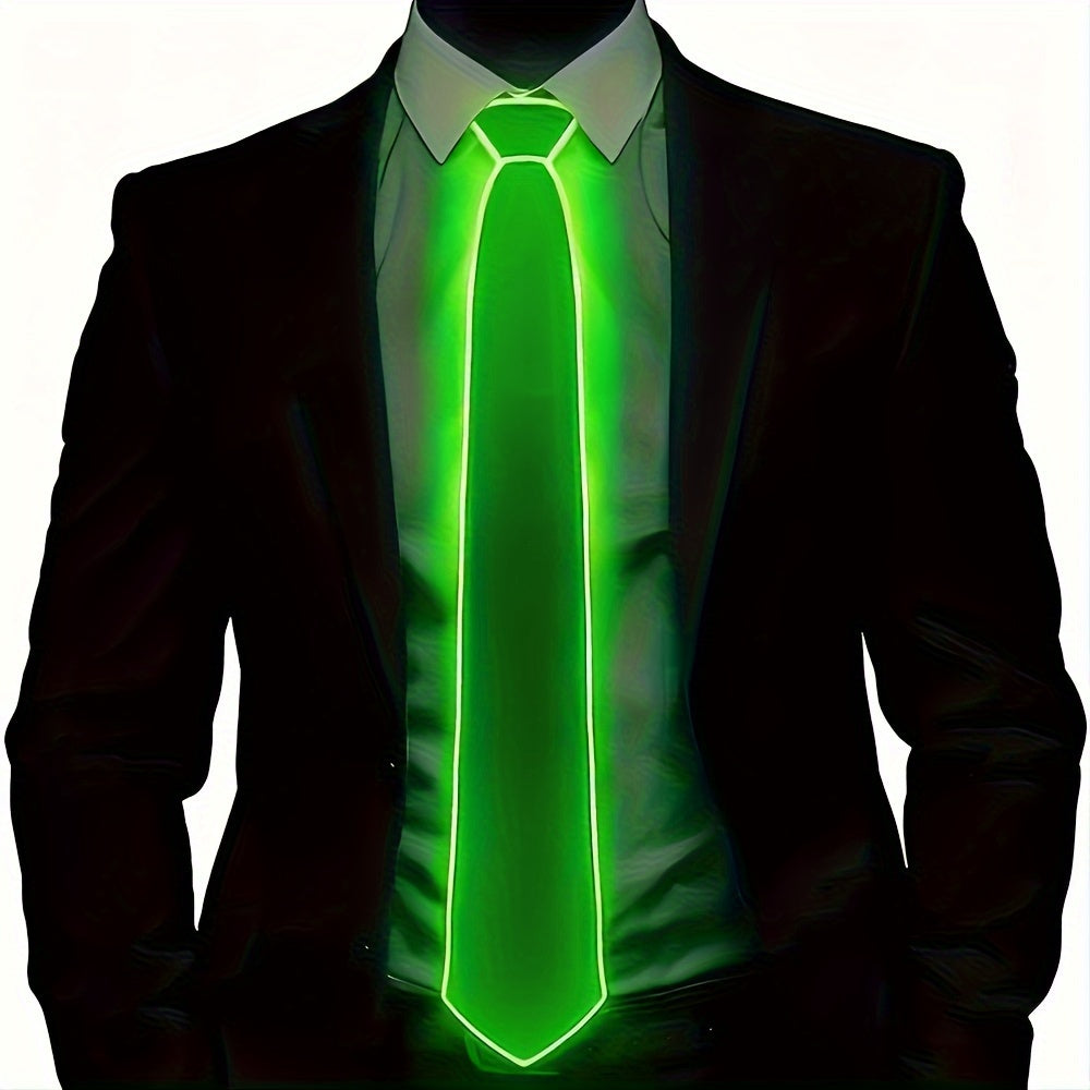 LED Light Up Necktie for Men Polyester Knit EL Wire Glowing Party Halloween Cosplay