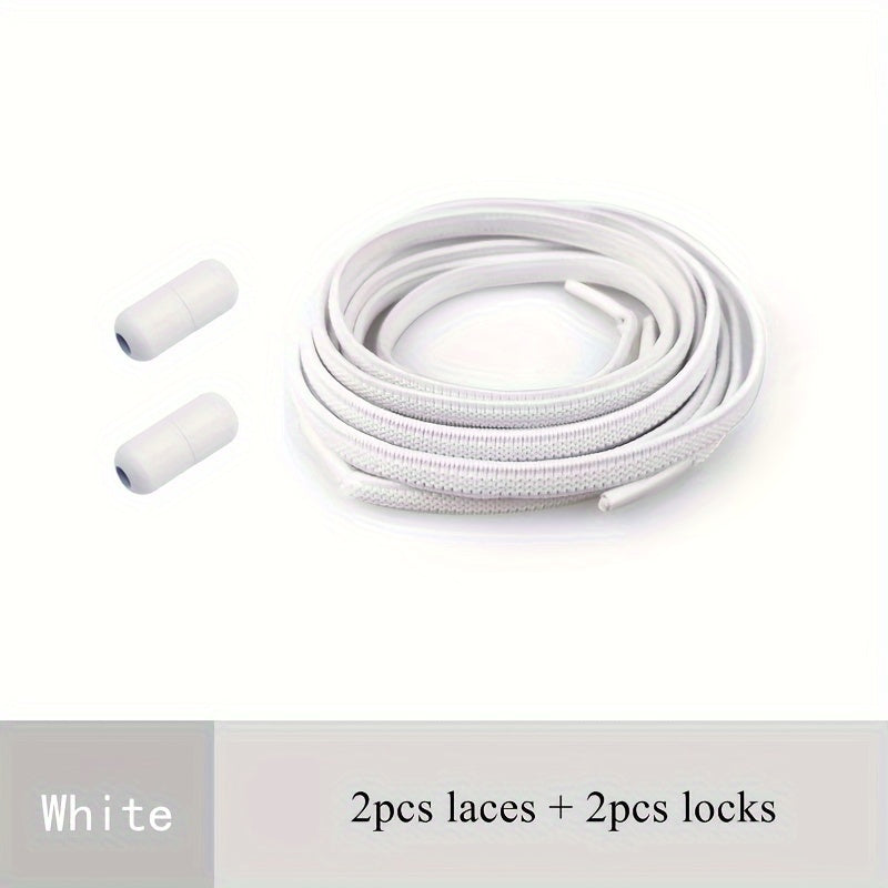 Elastic Shoelaces for Adults and Youths, Metal Caps, No Tying Needed
