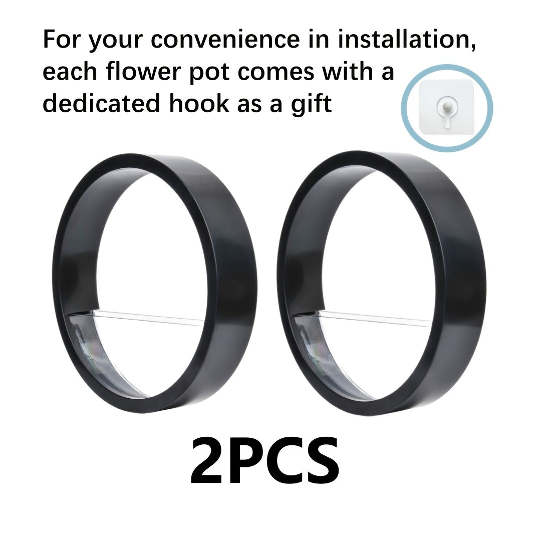 Modern Round Glass Wall Planters for Herbs Succulents and Cacti 1 or 2 Pack Indoor Balcony Patio Decor