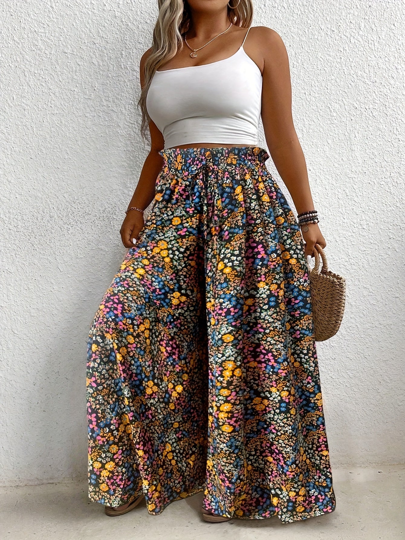 Women Wide-Leg Pants Machine Washable Casual Formal All-Season