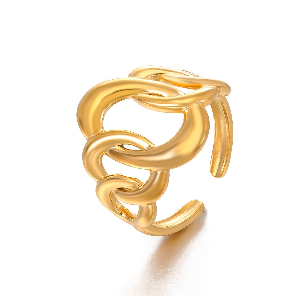 Women's Stainless Steel Geometric Oval Ring Hypoallergenic Titanium Alloy Jewelry