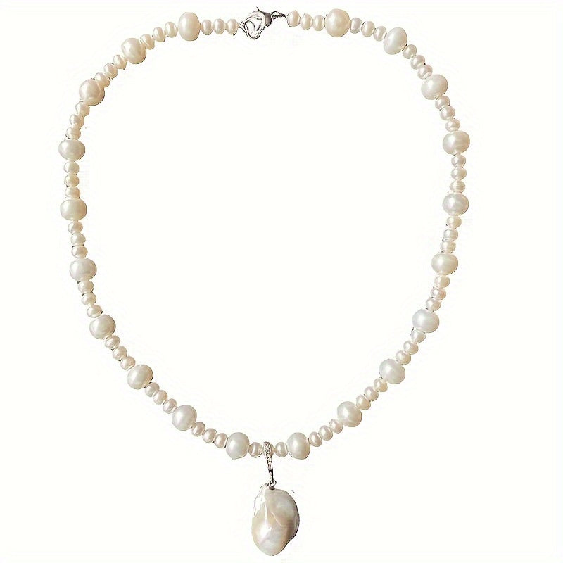 Freshwater Pearl Necklace with Adjustable Chain Baroque Style Beads for Special Occasions