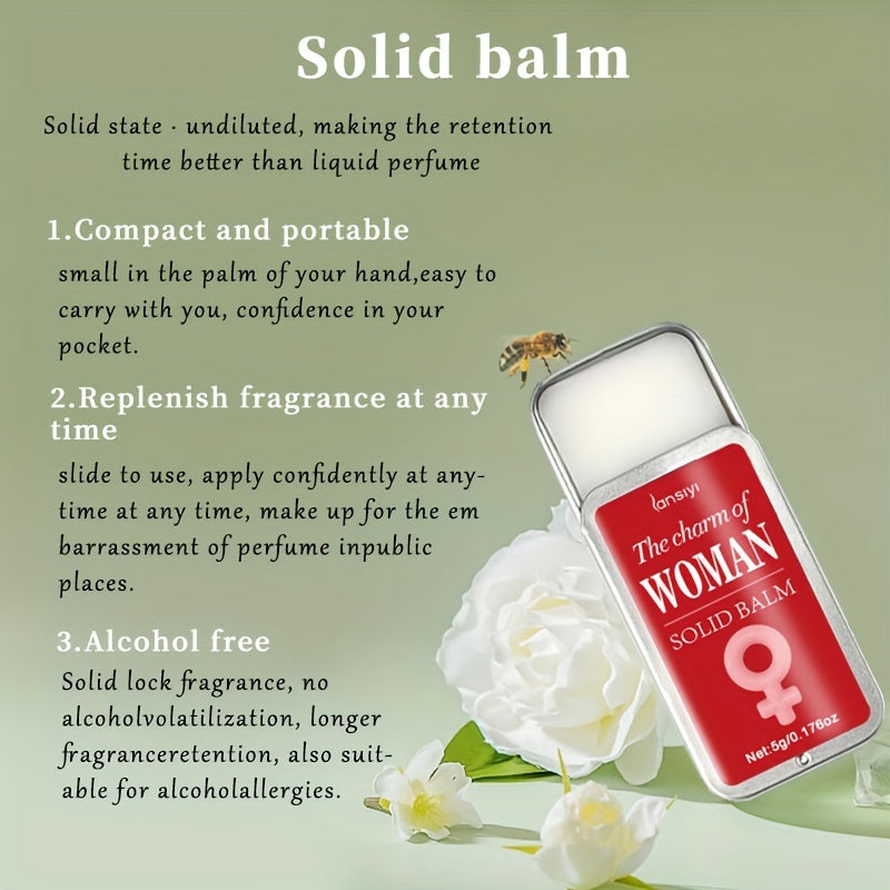 Alcohol-Free Lavender Solid Perfume Balm with Coconut Oil Long-Lasting Travel-Friendly for Women