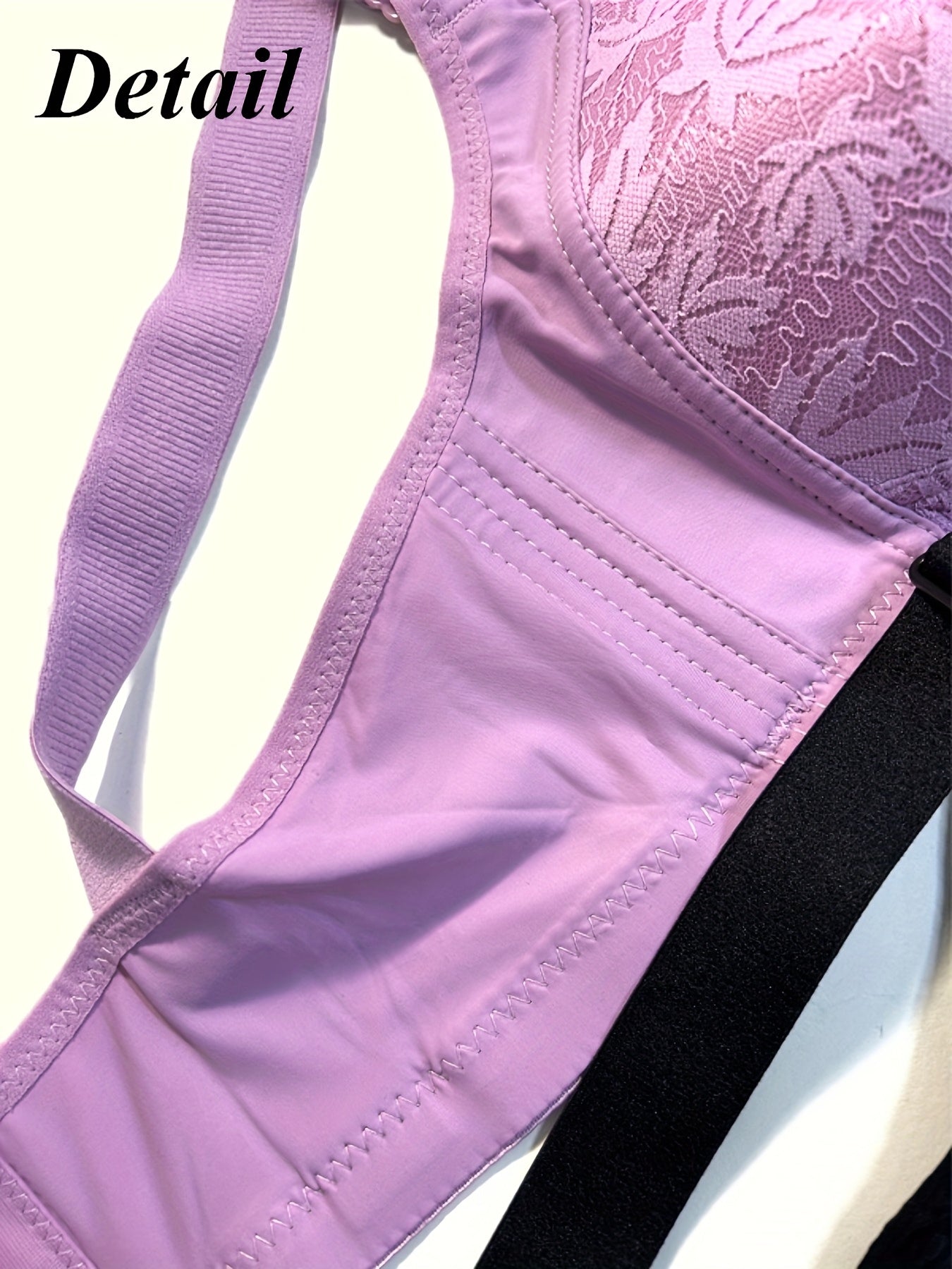 Conjunto de sujetador de encaje inalámbrico para mujer con copas finas transpirables y almohadillas no removibles