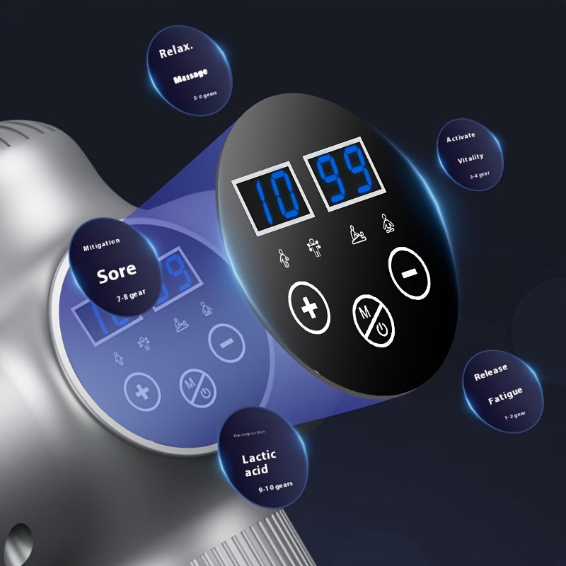 Массажная пушка для всего тела с перезаряжаемой литиевой батареей и зарядкой через USB