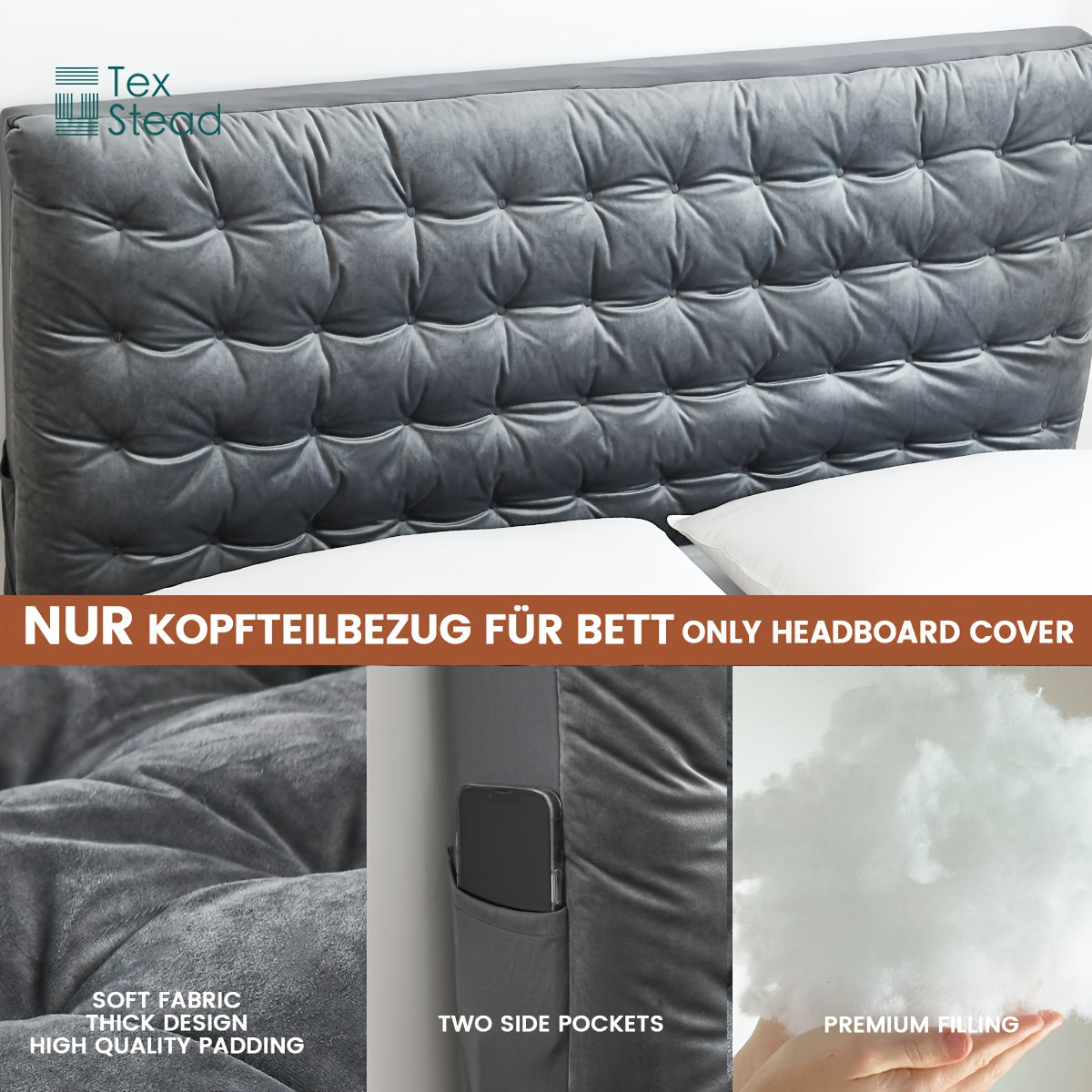 1 dona TEXSTEAD Qalin Boshqaruv Qopqog'i Silliq Kulrang - 100% Polyester, Mashinada Yuvish Mumkin, yotoqxonangizga qulaylik va uslub qo'shadi, mustahkam mato, tugmachali dizayn, uchun mukammal yaxshilanish