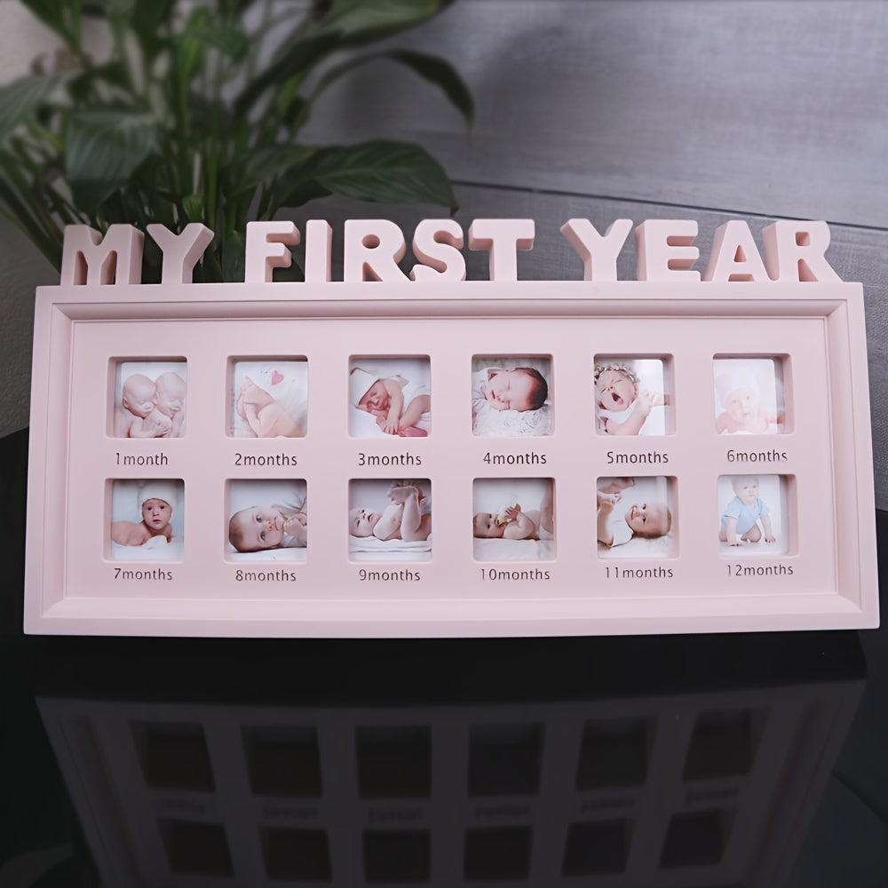Baby Milestone Photo Frame for First Year Wall and Table Decor