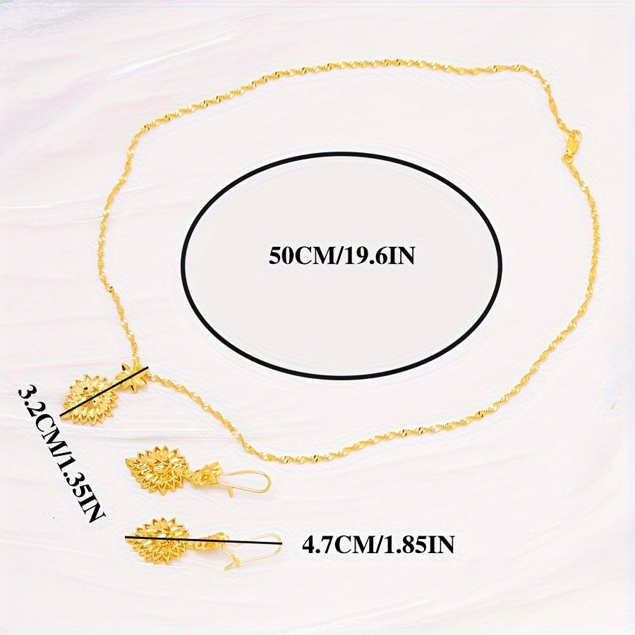 Gold Plated Leaf Jewelry Set Earrings and Necklace for Weddings Formal Occasions