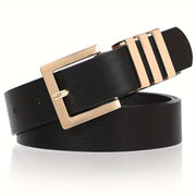 Plus Size Women's Leather Belt for Jeans Pants Dresses Square Golden Buckle