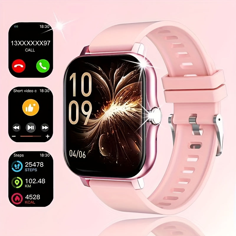 Men Women 1.83 Inch Full Touch Sports Smartwatch with Wireless Calling Motion Tracking Music Control