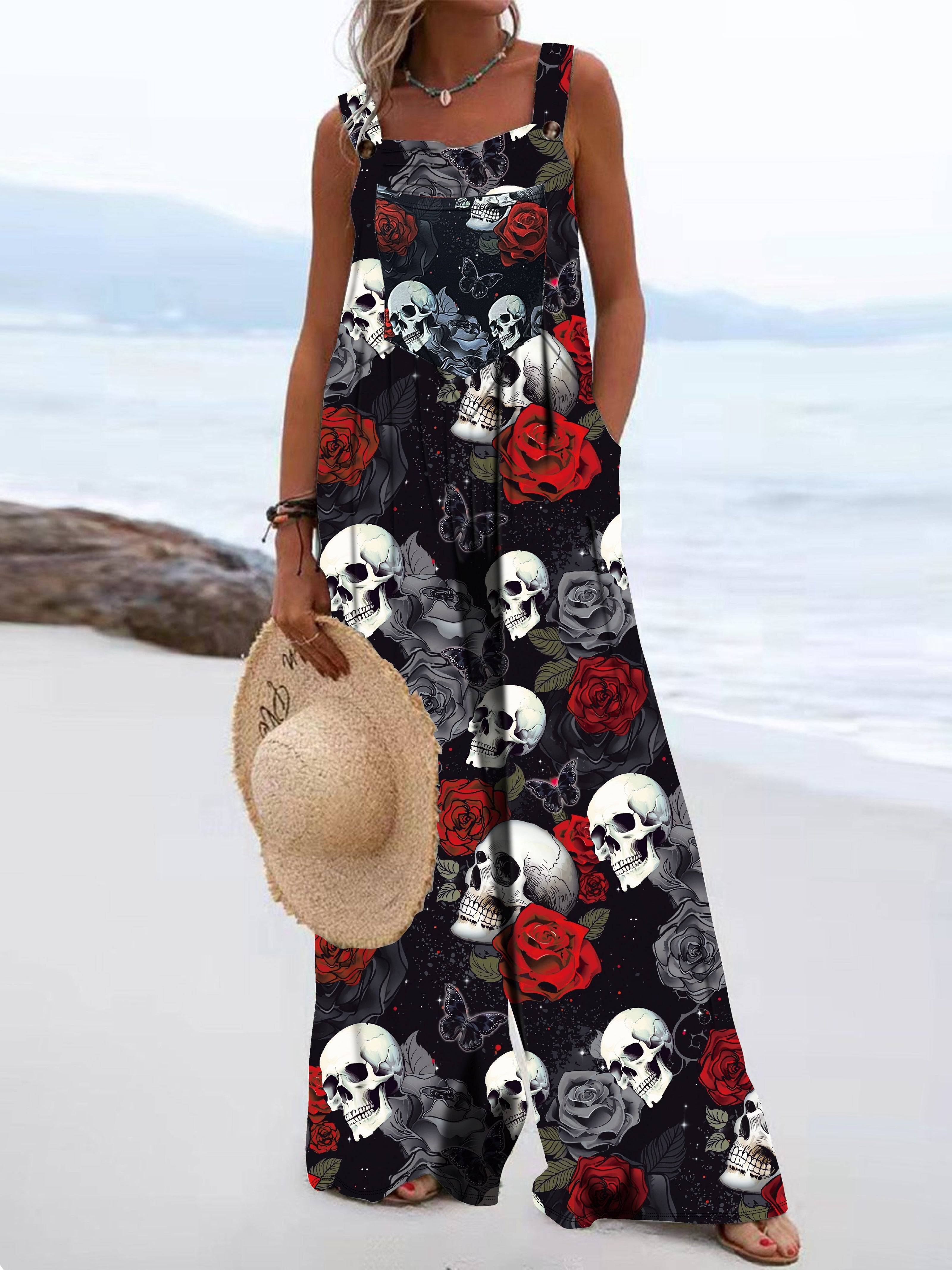 Plus Size Gothic Style Elegant Suspender Jumpsuit for Women