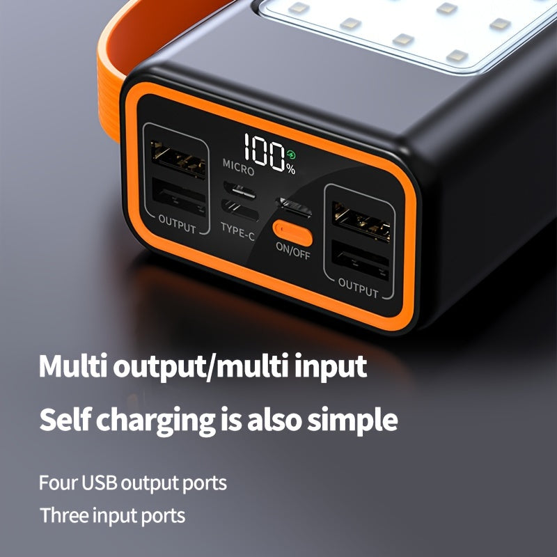 50000mAh Power Bank with LED Display and Built-in Camping Lights for Outdoor Emergency Use