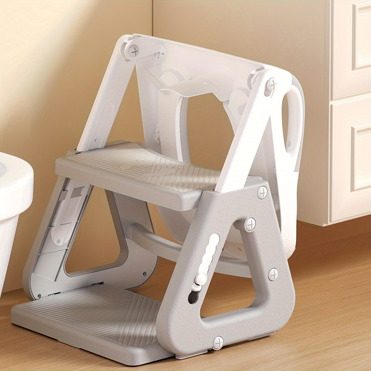 Children's Toilet Training Ladder Folding Footstool with Detachable Ring