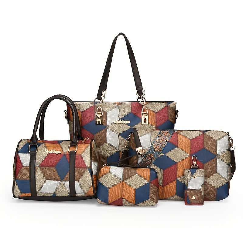 Fashionable Patchwork Crossbody Handbag for Office and Casual Use