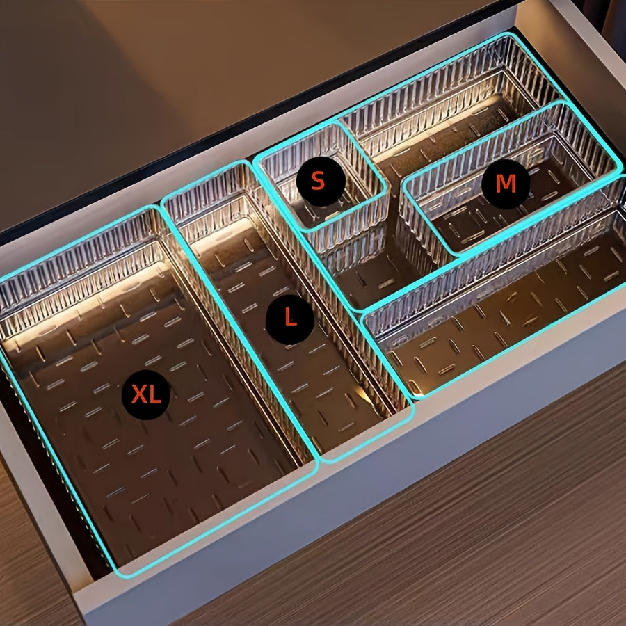 Acrylic Drawer Organizer Set 3 or 6 Pieces Transparent Cosmetic and Skincare Storage