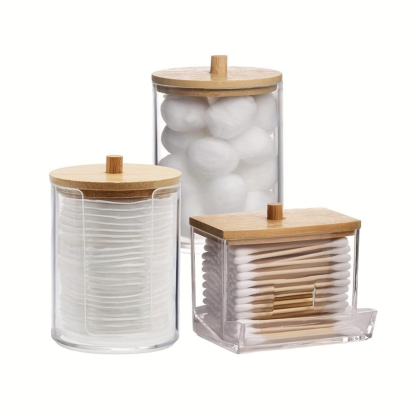 Bathroom Organizer Set 10OZ 7OZ Swab Dispenser Clear Lids
