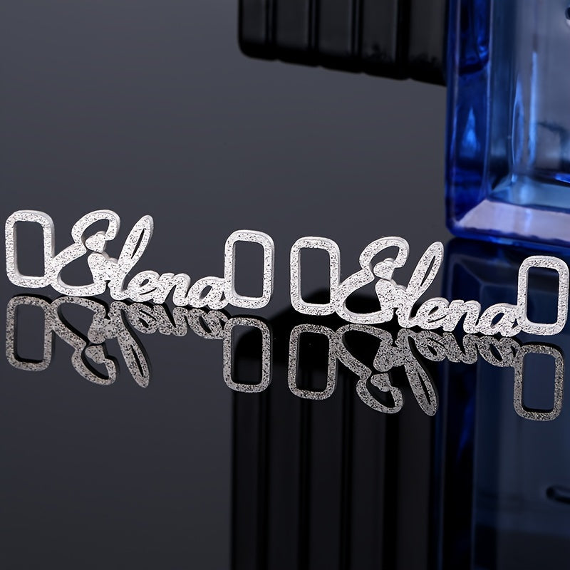 Personalized Stainless Steel Shoe Buckle with Nameplate and Sparkling Details for Men