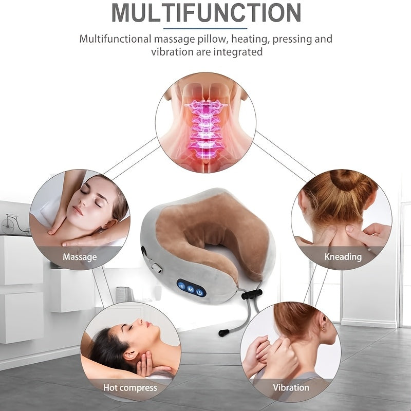 Electric Neck Massager with Heat and Memory Foam Pillow for Deep Kneading and Relaxation
