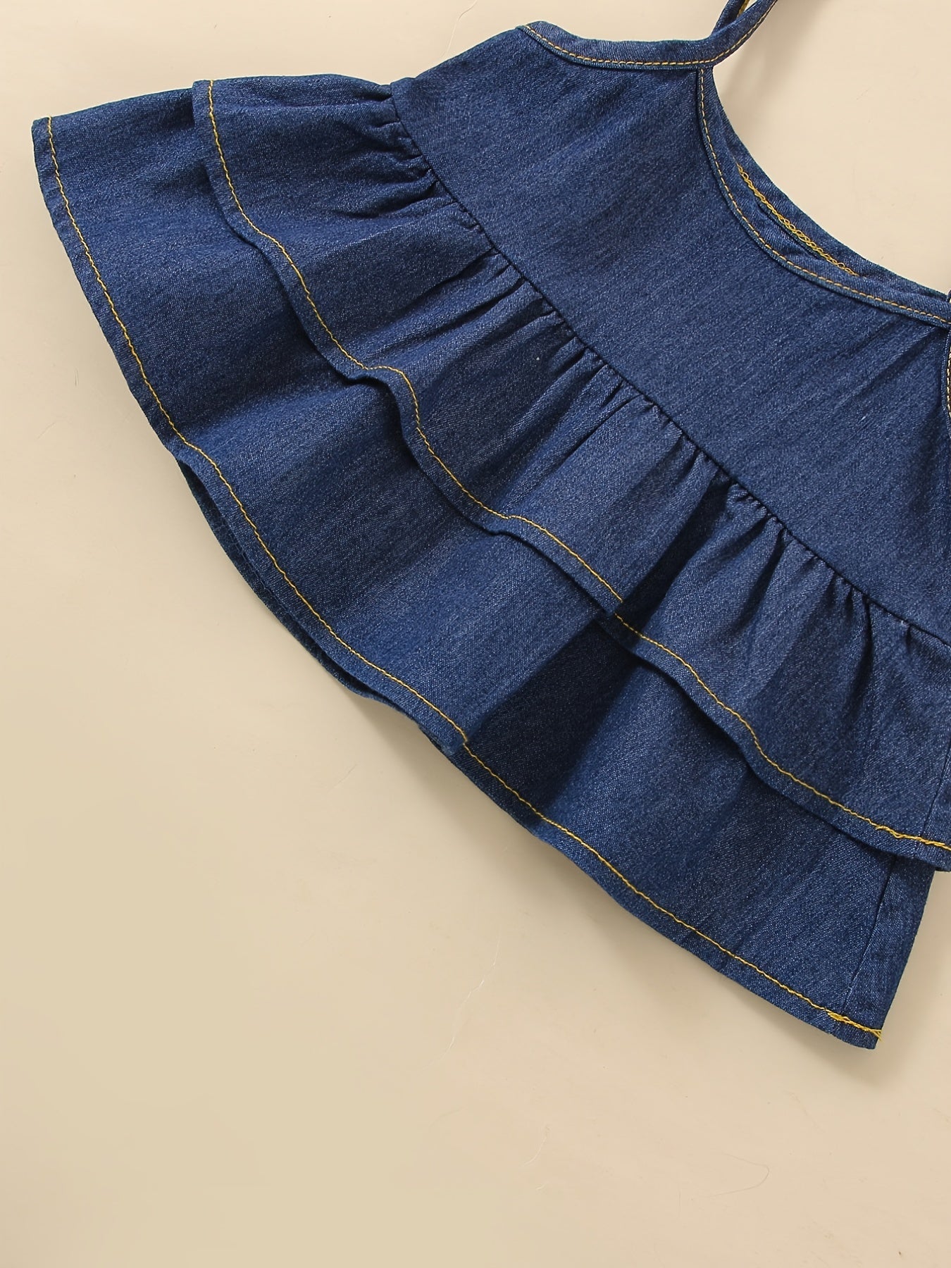 Girls Denim Cami Top and Wide Leg Jeans Set for Summer Outdoor Activities