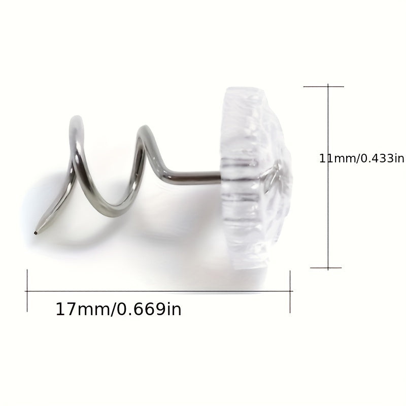 Sofa Cover Fixing Clips Set of 24 and 12 Twist Nails for Edge Securing Transparent Spiral Needle Bed Skirt